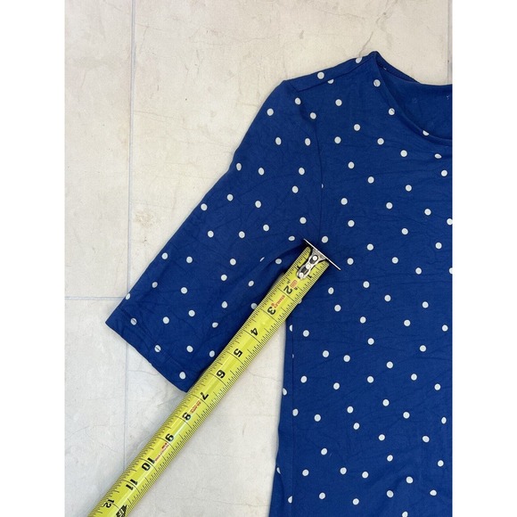 EUC Old Navy Jersey Knit Swing Dress Elbow Sleeves Extra Small XS Blue Polka Dot - Picture 7 of 11